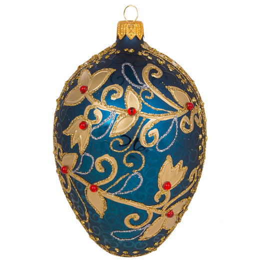 ELEGANT BLUE & GOLD FABERGÉ EGG